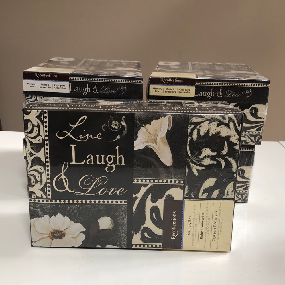 SET of 4 Memory Boxes Live Laugh & Love